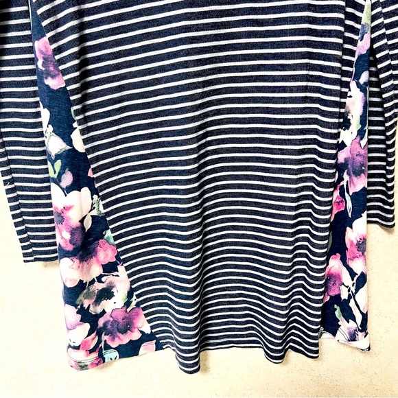 ALTAR'D STATE MEDIUM WOMENS OVERSIZED‎ COLORFUL STRIPPED FLOWERY STRETCH BLOUSE - Picture 4 of 7